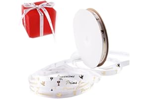 BANJILI Nastro Prima Comunione 45mt x 10mm Nastro Doppio Raso Bianco per Decorazione Regalo Scatole Cartolina Biglietti d’Auguri Prima Comunione