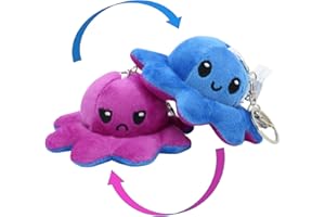 KUNSTIFY Plüschtier Oktopus Schlüsselanhänger Stimmungs Kuscheltier Octopus plüschtier für Mädchen, Frauen, Kinder um Laune ausdrücken wollen Keychain Geschenk für Freundin (Blau Lila)