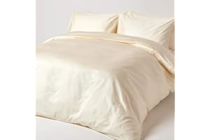 HOMESCAPES Kremowy zestaw poszewek na kołdrę z bawełny organicznej rozmiar king size 400TC gęstość splotu 600 równoważny poszewka na kołdrę zestaw pościeli 2 poszewki na poduszki w zestawie
