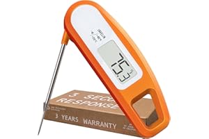 Lavatools Javelin® Termómetro digital ultrarrápido de 2 segundos para carne de lectura instantánea para parrilla y cocinar, sonda de 2.75 pulgadas, diseño plegable compacto, pantalla grande,