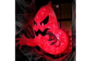 Dhqkqg 137 cm Halloween uppblåsbara spöken, 4,5 ft halloween hängande spöken, halloween uppblåsbara roterande LED-dekoration