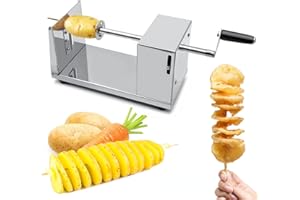 KUULEYN Affettatrice Per Patate Attorcigliata Manuale in Acciaio Inossidabile, Spiralizzatore di Verdure, Manovella Manuale Twister Per Patate a Spirale Manuale Taglierina Per Verdure Utensile da Cucina
