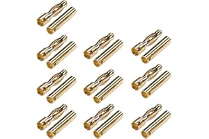Boladge 10 Pares Conector Enchufe Banana de Bala Macho Hembra Bullet 4mm 4.0mm Chapado en Oro para Motor ESC Batería Lipo