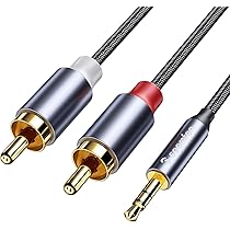 ANYPLUS Cavo Audio,[1M] 2 RCA to Jack 3.5 Audio Stereo,Treccia di Filo di Fesce Sdoppiatore RCA, Cavo Jack RCA per Cellulare, Tablet, PC, iPod, Amplificatore, Altoparlante, TV, DVD,Etc