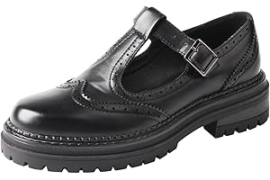 TMA EYES Femmes en Cuir PU Oxford Mary Janes Chaussures Plates Semelle épaisse Talon Bas Plate - Forme Couture Vintage Classique Bout Rond