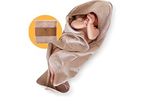 ‎YENGAS YENGAS Kapuzenhandtuch, 100% Baumwolle, Oeko TEX Zertifiziert, Babybadetuch, Weiches Baby Badetuch mit Kapuze, Babyhandtuch, warmes Kapuzen-Strandtuch, Kinderhandtuch Unisex, beige, 75x75 cm