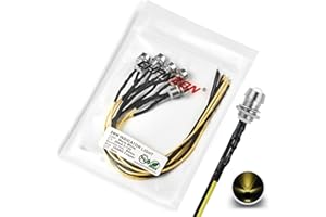 [UL Wire] Chanzon 5 pcs 8mm Panel Mount + 5mm LED Warm White Pilot Diode Light (Clear Transparent Round Lens) 12V Universal Flush Mount Dash Board Indicator Panel Socket Lights Bulb Lamp