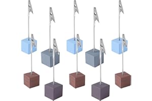 10 Pezzi Portafoto Clip Tavolo Legno Supporto, GUUFOO Porta Memo Clip Con Base, Memo Clip Forma a Forma, Clip portafoto Supporto per Clip, Porta Segnaposto Clip Segnaposto, per Matrimonio Decorazioni