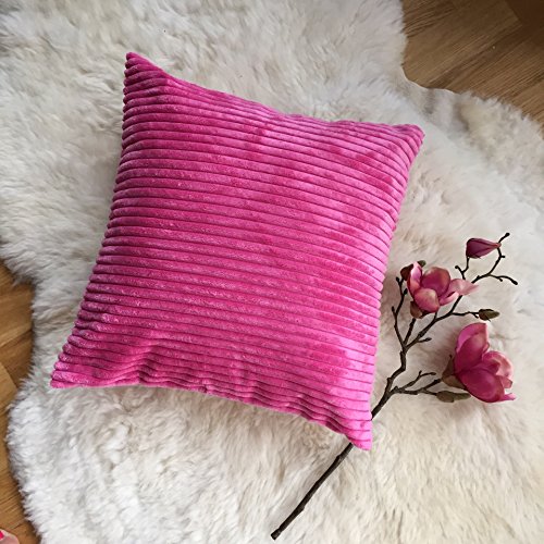 No 37 - Wundeschöne hochwertige Kissenhülle 40x40 VIELE FARBEN Velvet Streifen Kissenbezüge Hülle (pink) - mit Reißverschluss