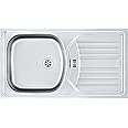Franke Kitchen Sink with Single Bowl Made of Stainless Steel Linen Eurostar ETL 614 101.0368.953, Grey, 78.0 x 43.5 x 14.0 cm