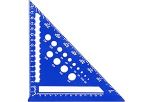 WOUMON 7 Inch Speed Square, Metric Woodwork Square, Aluminum Alloy Rafter Square, Roofing Square Tool, Carpenters Square, for Angle Measuring Marking (Blue)