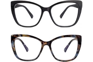SKYWAY Occhiali da Lettura per Donna, Occhiali da Computer Oversize alla Moda con Blocco Luce Blu, Montatura Quadrata a Occhio di Gatto con Cerniera a Molla