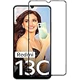 Fabekee Tempered Glass Screen Protector Compatible For Redmi 13C (Black) With Edge To Edge Coverage And Easy Installation Kit - Cellphone