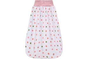 Baby Sleeping Bag 0.5 Tog with Elastic Waistband, Summer Cotton Changing Bag, Romper for Baby, Toddlers, Children, 0-6 Months (Colourful Dots)