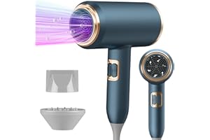 OSKUGLIN Asciugacapelli,2400W Asciugacapelli Ionico con 3 Temperature/2Velocità, phon capelli professionale,diffusore capelli per molte acconciature, Famiglia, Salone con Diffusore e Concentratori (blu)