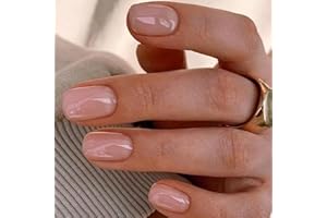 KQueenest Nude Press On Nails Kurz Eckig - Künstliche Nägel zum Aufkleben Kurz, Natürlich Einfarbig Fake Nails Fingernägel zum aufkleben, Glänzende Gel Full Cover Acryl Nägel für Frauen, 24 Stück