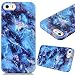 Produktbild GrandEver iPhone SE 5S 5 Weiche Silikon Hülle Blau Stein Marble Malerei Schlank TPU Bumper HandyTasche Flexible Schutzhülle Zurück Marmor Linien Soft Back Cover Hülse Telefonkasten Protective Gummi Dünn Abdeckung