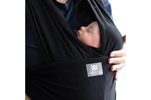 Bebamour Baby Sling Newborn Toddler Elástico 0-16 kg Premium Baby Carrier para recién nacido a niño pequeño (Negro)
