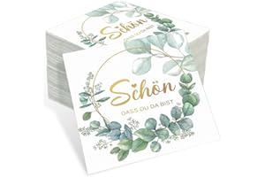 ANICY 80 Stück Servietten Schön Dass Du Da Bist, Servietten Eukalyptus Hochzeit, 3-Lagige Serviettens Geburtstag Taufe