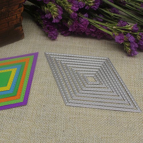Amazingdeal365 8 PCS Karo Zeichen Metall Form Schablonen Schneiden DIY Dekor Sammelalbum Karten Buchzeichen Lesezeichen als Geschenk für Freunde Geburtstag Kinder,Kindergarten Hobby Schule Handarbeit Unterricht usw. Ein tolles Geschenk! - 2