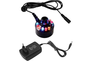 XUJAIOLQP Mini Mist Maker 12 LED Mister Fogger Water Fountain Pond Fog Machine Vaporisateur Humidificateur Fontaine D'intérieur Mister Foggers Parfait pour Halloween, Décoration de Noël