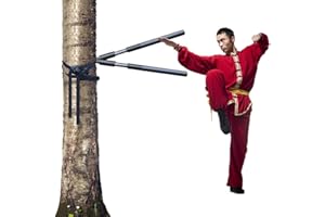 DYK&NX Wing Chun Wooden Dummy, Outdoor bundled Tai Chi Stick, Portable Martial Arts Dummies, Double spring push hand kung fu training, 3 piece set, for Tree Or Hard Object (Color : 2 Spring Hand)