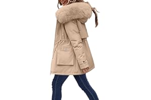 L9WEI Manteau à capuche, épais, chaud, confortable, avec fermeture éclair, mi-long, pour femmes, transition, hiver, sorties de vacances, extérieur