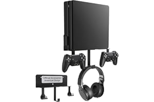 NYMUS Wall Mount for PS4 Slim, PS4 Slim Wall Mount with Detachable 2 Controller Holder & Headphone Hanger, Metal Stealth Stand for Playstation 4 Slim