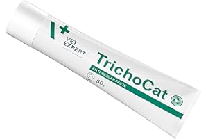 Vet Expert TrichoCat Hairball Treatment for Cats – Prevents and Removes Hairballs with Soy Oil, Yeasts, Taurine, and Vitamins E, B2, B3 – 50g Paste