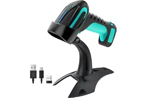 Tera Pro Lector de código de Barras QR de Calidad Industrial 2D Inalámbrico 1D Escáner de Mano 2.4G Inalámbrico + Bluetooth Excelente Resistencia a caídas (3 m) con Soporte súper Estable, 8100 Azul