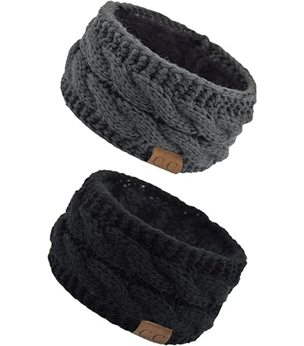Chalier Cozy 2 stuks gehaakte winterhoofdband voor dames, gebreide hoofdband voor meisjes en vrouwen, dikke haarband, oorwarmers, hoofdband, elastisch, winkelen, skiën, hardlopen