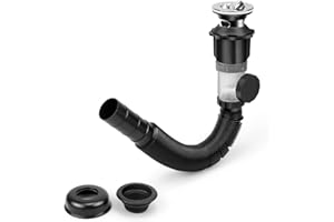 Flexibler Ablaufschlauch, CHSEROK Schwarz Ablaufgarnitur Waschbecken, für Abflussrohr Waschbecken Ø 30 mm/32 mm, Erweiterbar 320-800mm Platzsparend