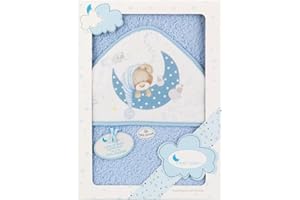 Interbaby Asciugamano con cappuccio per neonato BEAR SLEEPING in blu - 560 g