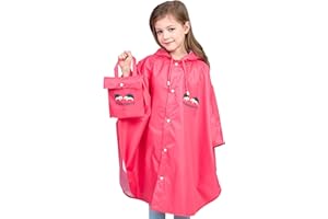 BWBIKE Kinder Regen Poncho Wasserdichte Regen Cape Faltbare Regenbekleidung Nette Kinder Regenmantel Unisex Leichte Schultasche Wasserdichte Kapuze Regen Mantel