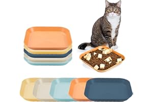 KZQXXT Katzenschüssel 10 Stück Katzennapf Flach, Fressnapf Katze Quadrat (14.5 X 14.5 X 1.5cm) Katzenfutter Napf, Katzenteller für Kätzchen, Kurzbeinige, Welpen oder andere Kleintiere