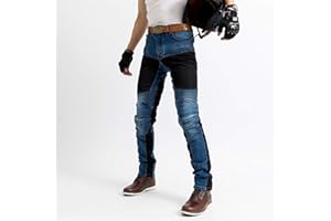YXYECEIPENO Jeans De Moto Pantalon De Moto Blindé pour Homme Tissu Denim Haute Élasticité, Résistant À l'usure Et Respirant 4 Vitesses De Protection, Anti-Chute Meilleur Choix De Cadeau