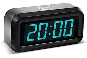 Timegyro réveil numérique,Réveil Matin Réveil à Pile 3 Niveaux de luminosité réglable, 12/24 Heures, Sieste, Grand écran LED de 1,2 Pouces à côté de l'horloge de la Chambre