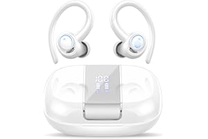 Csasan Ecouteurs Bluetooth sans Fil Sport, 48H Écouteurs Bluetooth 5.3 avec CVC8.0 Antibruit, IP7 Étanche Oreillette Bluetooth Contrôle Tactile, Écran LED Casque Bluetooth pour Running/Gym Blanc