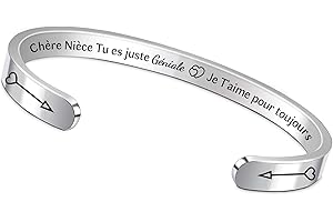 FCZIVA Bracelets Manchettes Citation Gravé Motivationnel Réglable Femmes Hommes Ami Anniversaire Cadeaux Fils Fille Inspirante Bijoux Frère Soeur Graduation Noël Femme Mari Couples Saint-Valentin