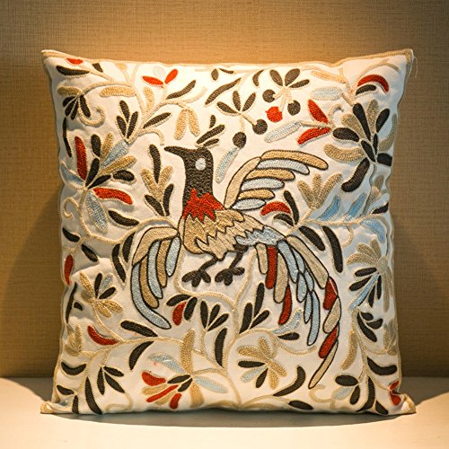 MeMoreCool Bohemia Exotic Style Pillow Sham Exquisite Stereoscopic Embroidered Cotton Throw Pillow Cover Indian Decor Sofa Cushion Cover Pillow Case 18x18 by MeMoreCool