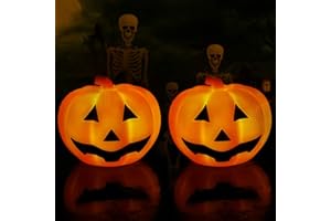 KingSom Halloween Citrouille Lumière,Lumières de Citrouille LED avec Visage Drôle Réaliste,Étanche Lumières d'halloween Changement de Couleur,Lumière Piscine pour Fête d'halloween,Festival-2Pcs