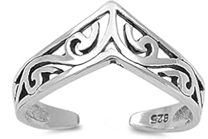 7K Zehenring aus 925 Sterling Silber als Fußschmuck oder Fingerring für Damen, Herren und Kinder, offener Midi Ring, verstellbar, Modell 24