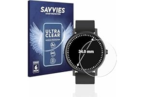 savvies Protector Pantalla para Relojes (Circular, ø: 34 mm) 6 Unidades - Película Ultra Transparente