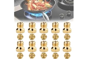 FuxFuis 10 PCS Gicleur Gaz Butane 0.5x2, 0.7x4, 0.87x2, 1.02x2 Gicleur Gaz Bouteille Gicleur Gaz de Ville Injecteur Gaz Butane Buse pour Plaque de Cuisson au Gaz pour Plaques de Cuisson à Gaz