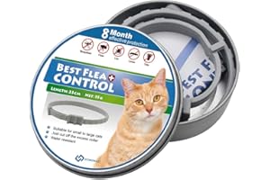 SCIROKKO Cat Flea and Tick Collar 8 Months Protection - Adjustable Pet Flea Treatment Collar Waterproof for Cats Puppies - 33cm