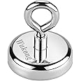 Wukong Round Neodymium Eyebolt Magnet, Pulling Force 330LB(150KG) Fishing Magnet,Super Power N52,Diameter x 60mm Thick x 15mm for Salvage,Fishing,Sciences, Industry