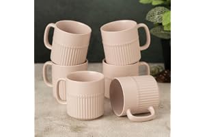 Clay Craft Fine Ceramic Crimson Ivory Coffee Mug Set of 6, Cups for Tea & Coffee, Mug Set, Gift Set, Elegant Design for Home and Kitchen and Can Be Gifted to Your Loved Ones On Any Occassions