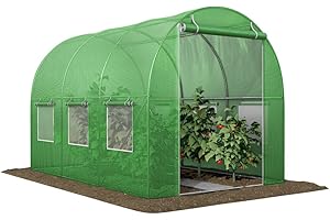 MARK ADLER Farmer 3.0 | Foliengewächshaus Gewächshaus 295 x 195 x 180 cm | verzinkter Eisenrahmen | UV-beständige | 6 aufrollbaren Fenstern | Bogendach | Tomatenhaus Treibhaus Folientunnel | Grün