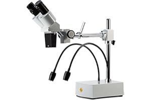 SWIFT Professionelles Stereo Mikroskop Binokular 10X 20X Vergrößerung mit Weitwinkel 10X und 20X Okularen, 2 Flexible LED-Licht, Schwenkbarem Auslegerarm, und Kamerakompatibilität S41-20