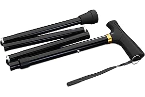 ‎WEINBERGER Weinberger Teleskop-Gehstock, Spazierstock, stabil, faltbar, höhenverstellbar, rutschfest, komfortabel, nur 420 Gramm, max. 136 Kg, Reise-Gehstock, 48748, Schwarz